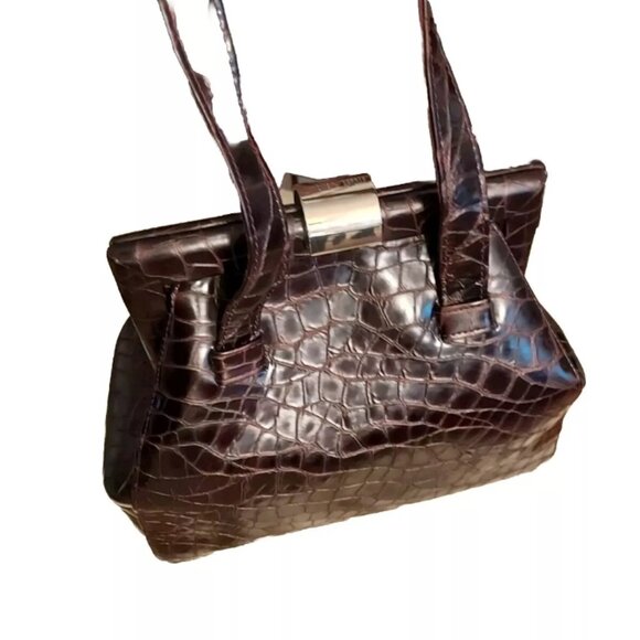 STUART WEITZMAN ELEGANT PRINTED REPTILE PURSE - Picture 3 of 5